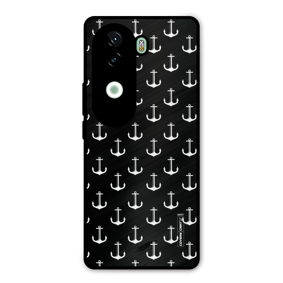 White And Black Anchor Pattern Metal Back Case for Vivo V40e