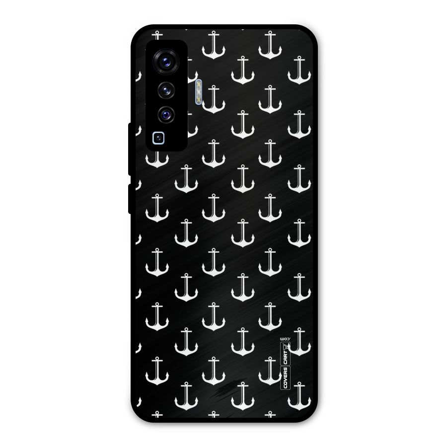 White And Black Anchor Pattern Metal Back Case for Vivo X50