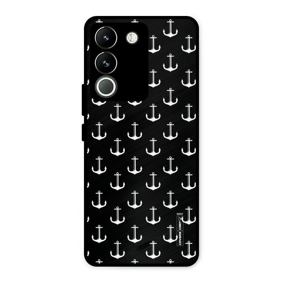 White And Black Anchor Pattern Metal Back Case for Vivo Y200