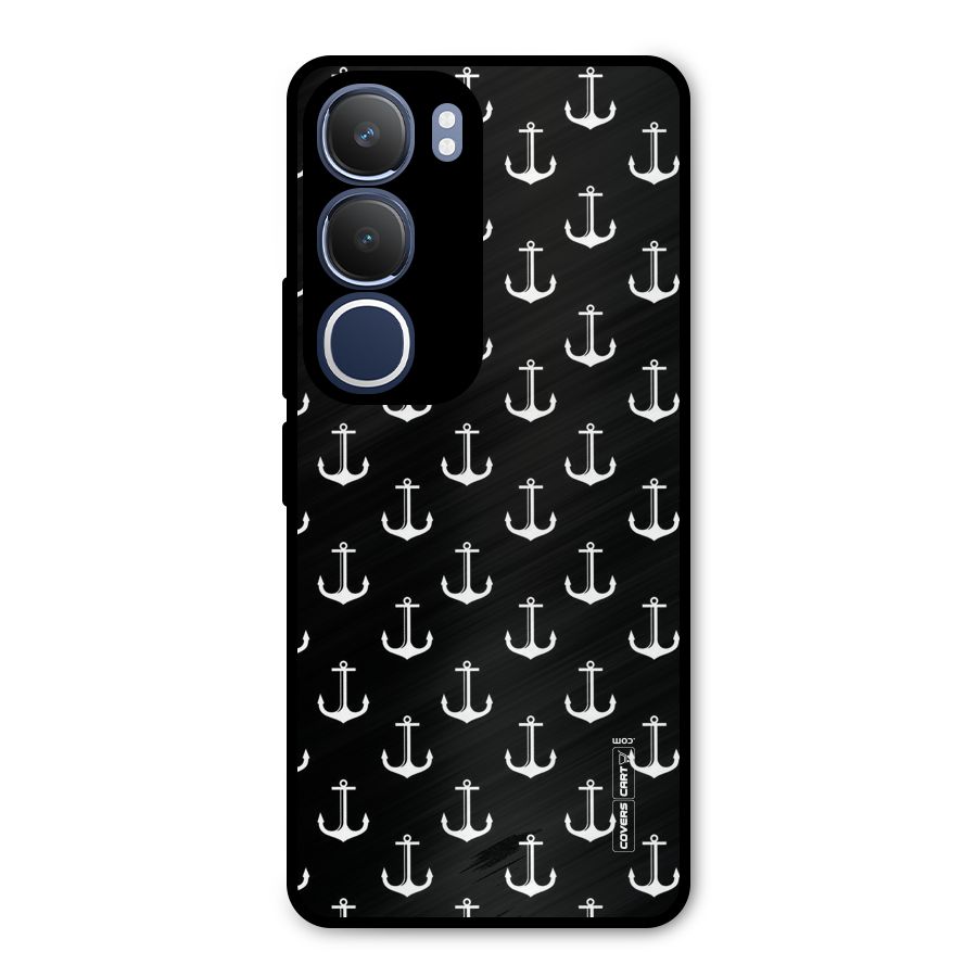 White And Black Anchor Pattern Metal Back Case for Vivo Y29