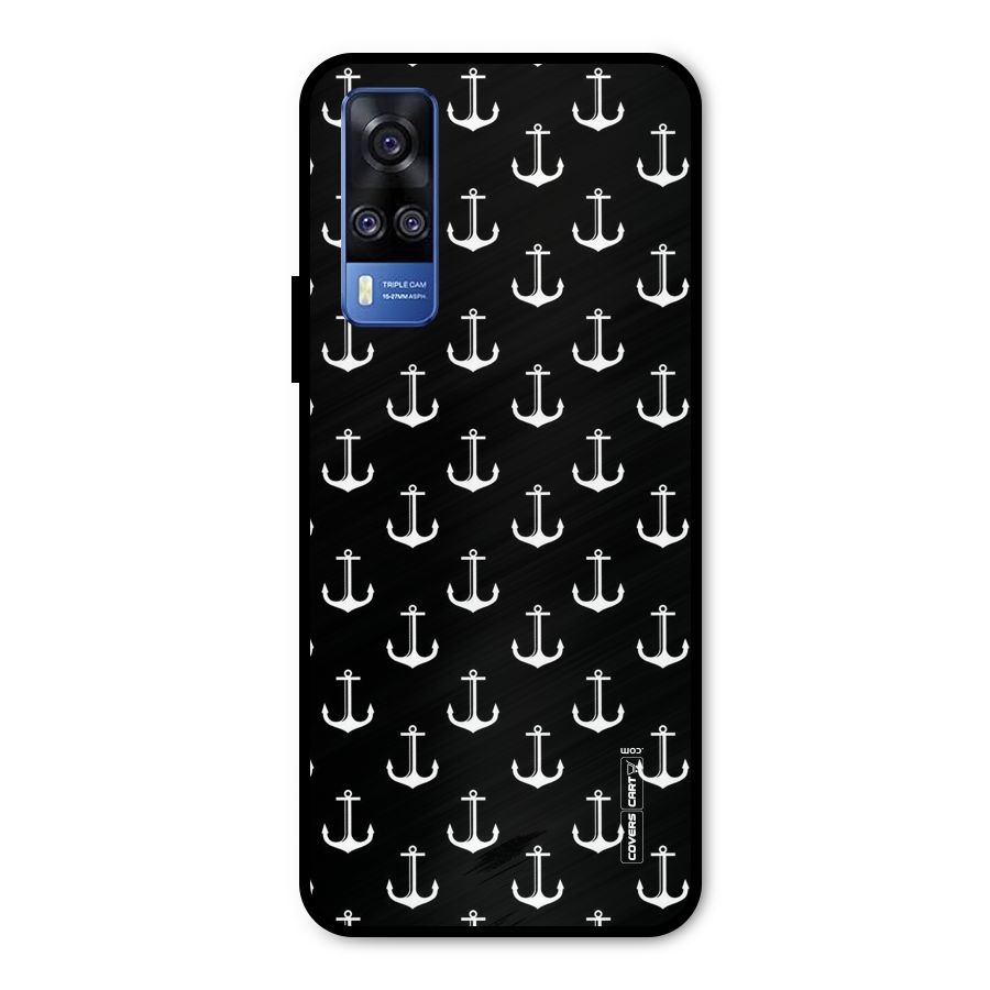 White And Black Anchor Pattern Metal Back Case for Vivo Y31