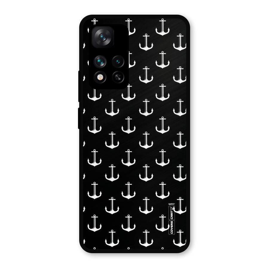 White And Black Anchor Pattern Metal Back Case for Xiaomi 11i 5G
