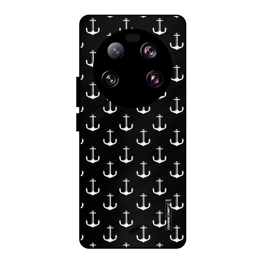 White And Black Anchor Pattern Metal Back Case for Xiaomi 13 Ultra