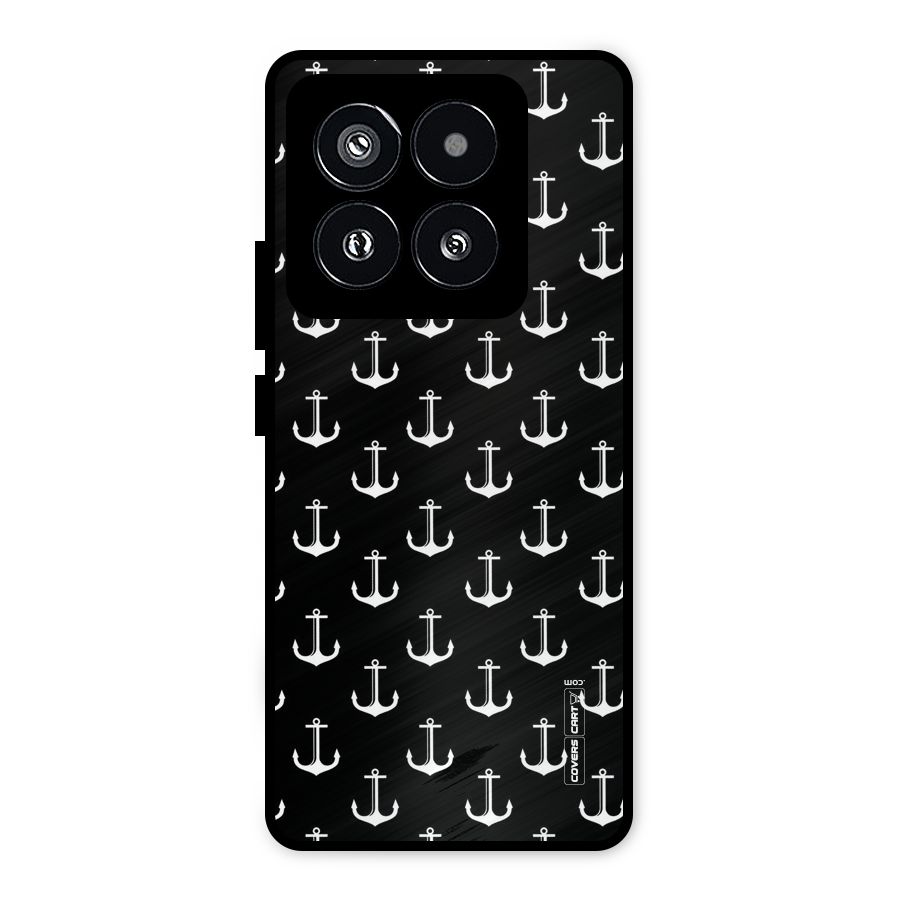White And Black Anchor Pattern Metal Back Case for Xiaomi 14 Pro