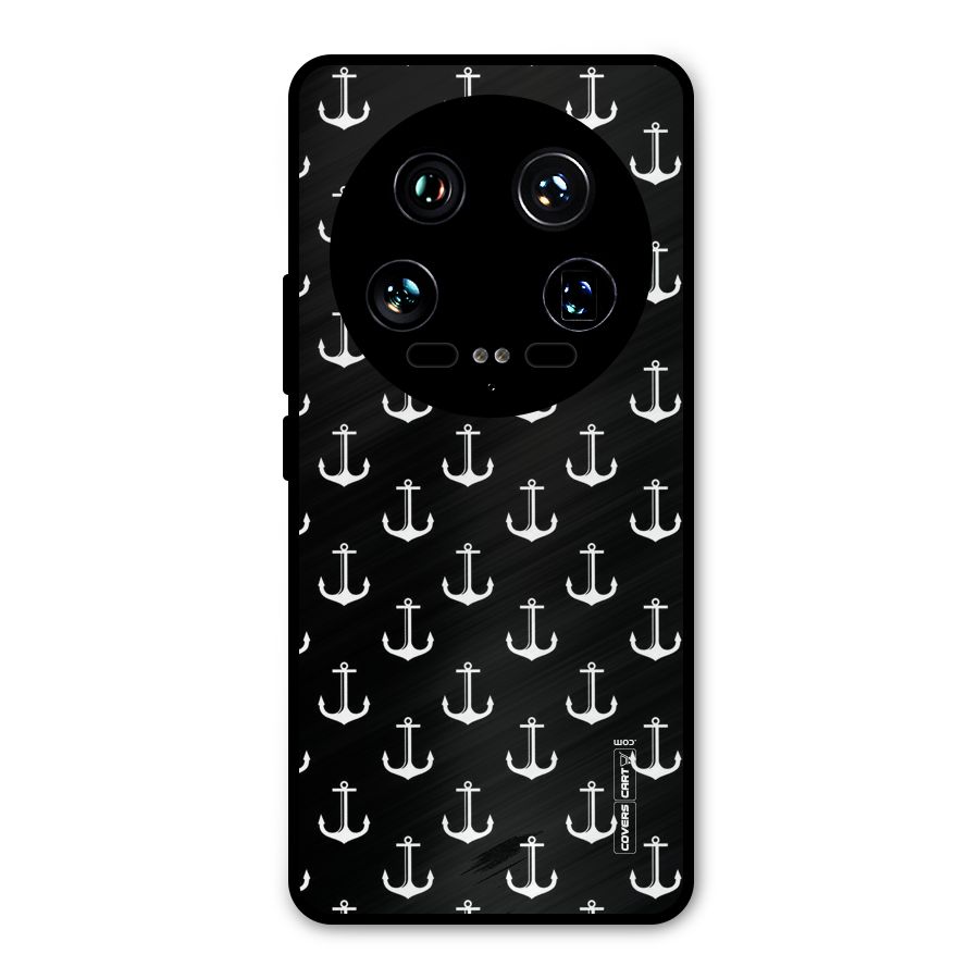 White And Black Anchor Pattern Metal Back Case for Xiaomi 14 Ultra