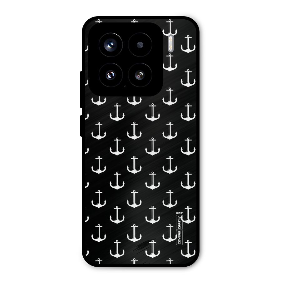White And Black Anchor Pattern Metal Back Case for Xiaomi 15