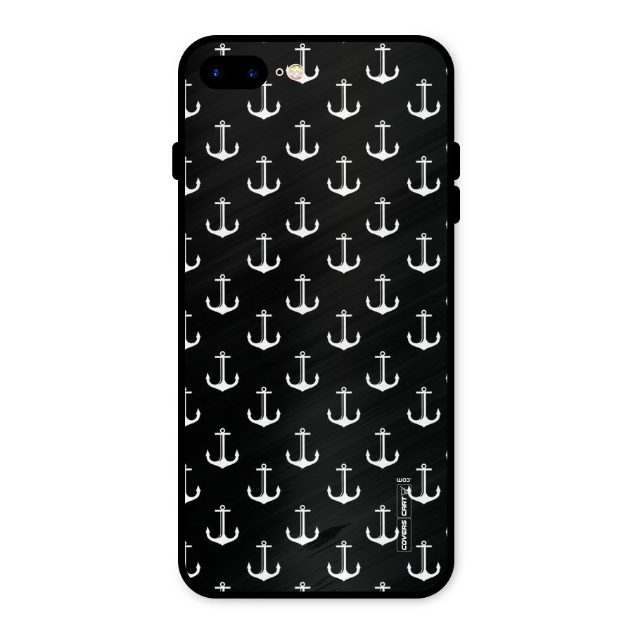 White And Black Anchor Pattern Metal Back Case for iPhone 7 Plus