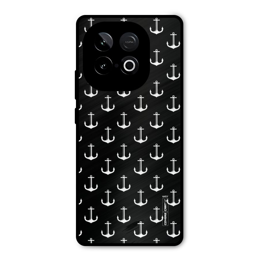 White And Black Anchor Pattern Metal Back Case for iQOO Neo 10