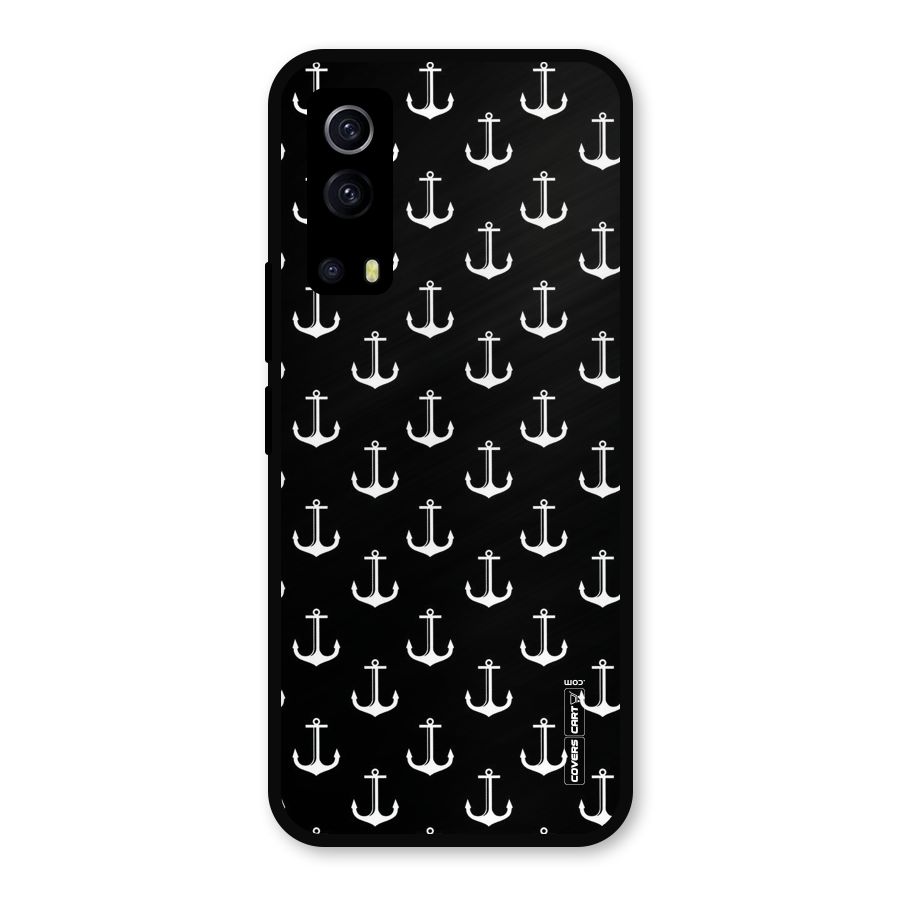 White And Black Anchor Pattern Metal Back Case for iQOO Z3