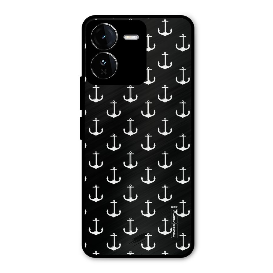 White And Black Anchor Pattern Metal Back Case for iQOO Z9