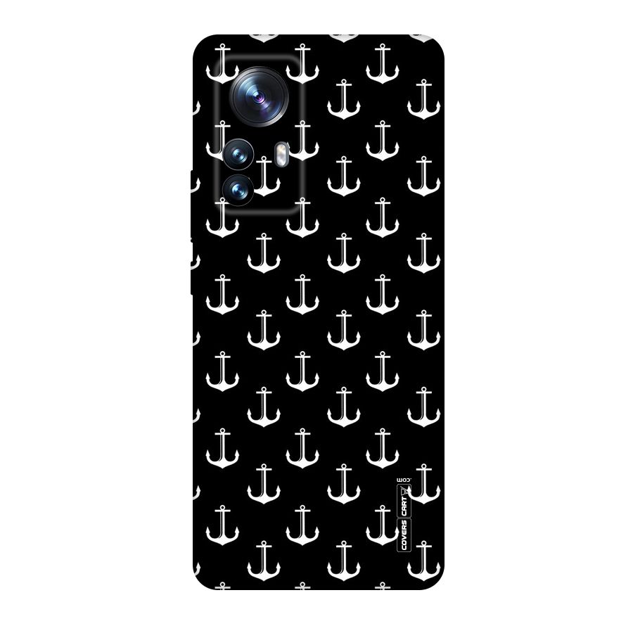 White And Black Anchor Pattern Original Polycarbonate Back Case for Xiaomi 12 Pro