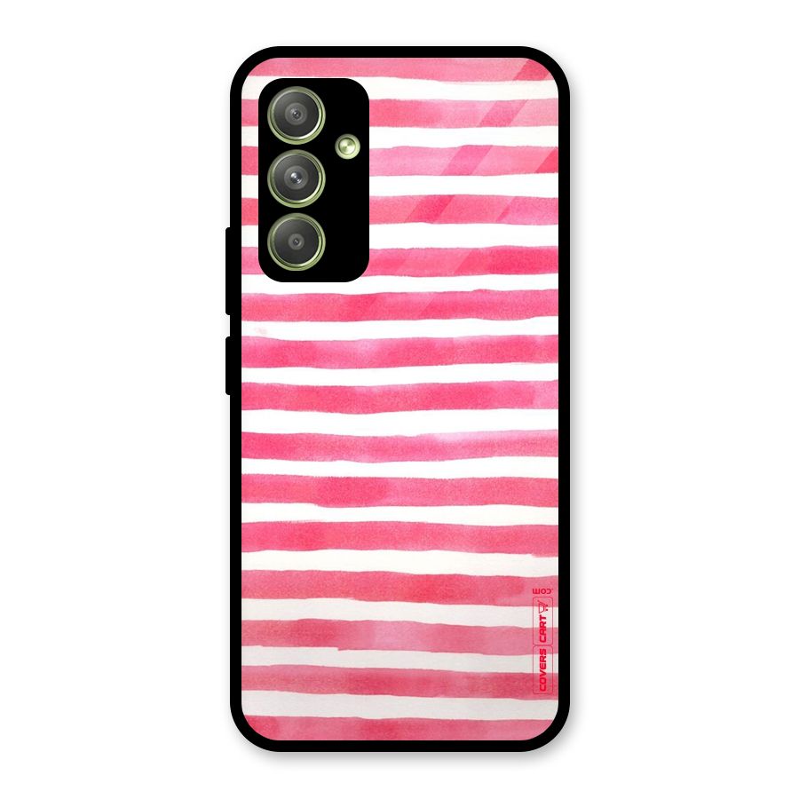 White And Pink Stripes Glass Back Case for Galaxy A54