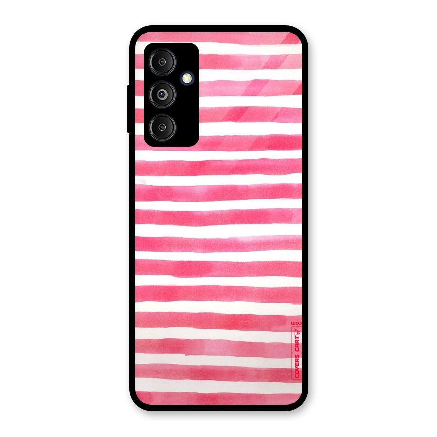White And Pink Stripes Glass Back Case for Galaxy M14 5G