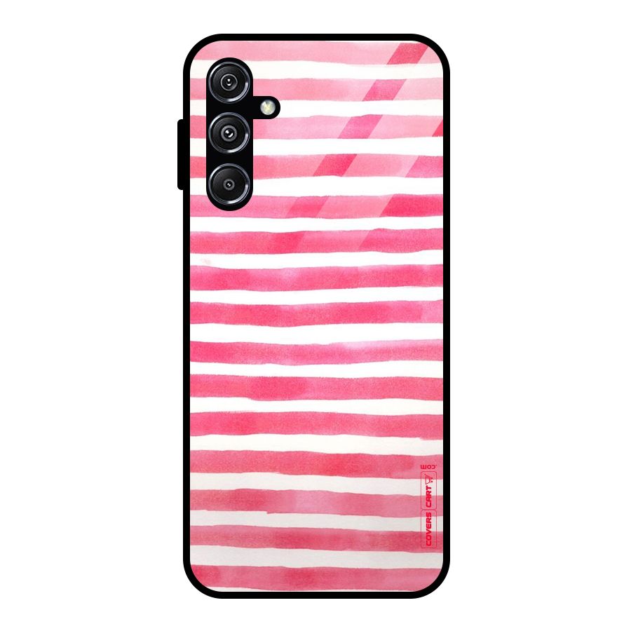 White And Pink Stripes Glass Back Case for Galaxy M34 5G