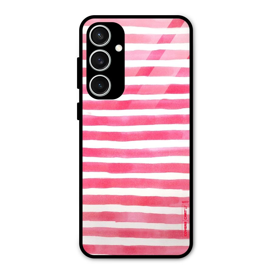 White And Pink Stripes Glass Back Case for Galaxy S23 FE