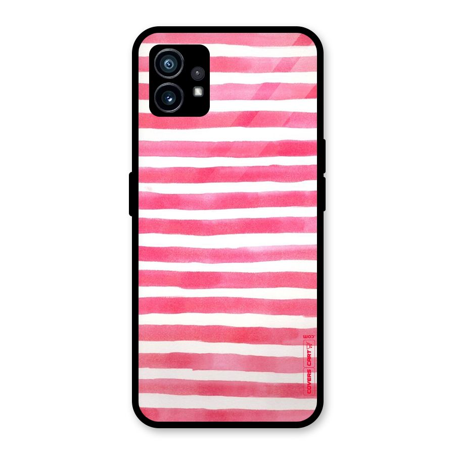 White And Pink Stripes Glass Back Case for Nothing Phone 1