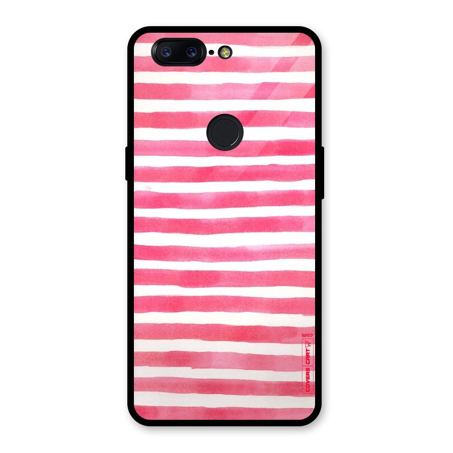 White And Pink Stripes Glass Back Case for OnePlus 5T