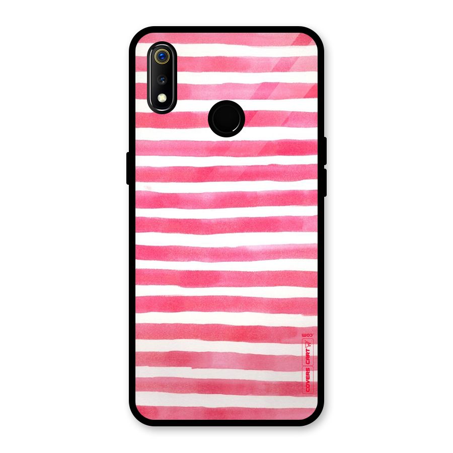 White And Pink Stripes Glass Back Case for Realme 3i