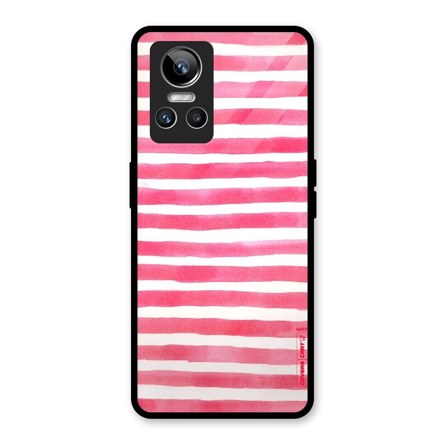 White And Pink Stripes Glass Back Case for Realme GT Neo 3