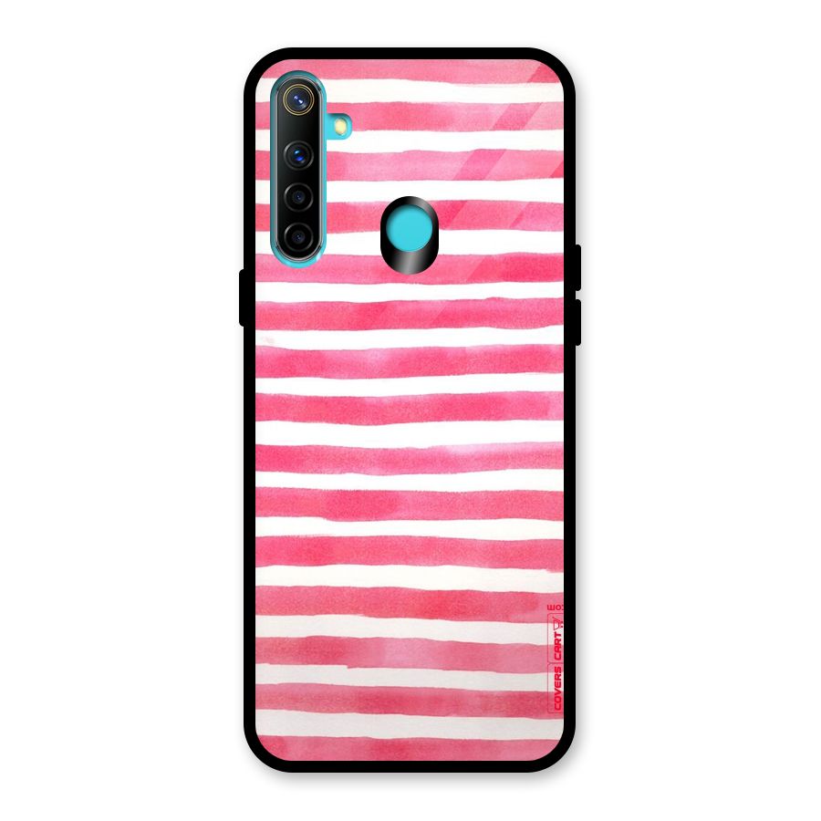 White And Pink Stripes Glass Back Case for Realme Narzo 10