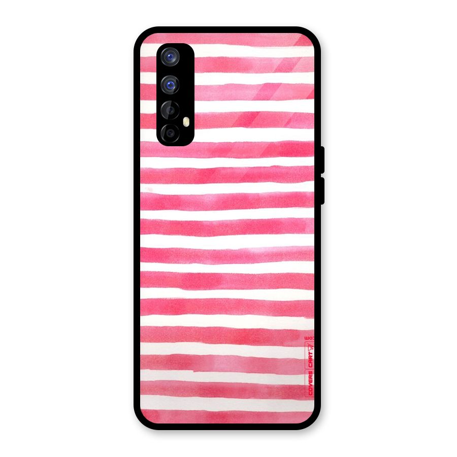 White And Pink Stripes Glass Back Case for Realme Narzo 20 Pro