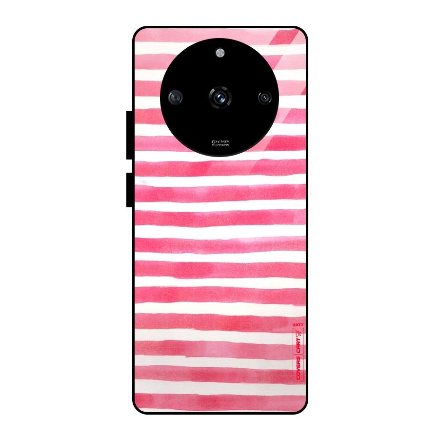 White And Pink Stripes Glass Back Case for Realme Narzo 60 5G