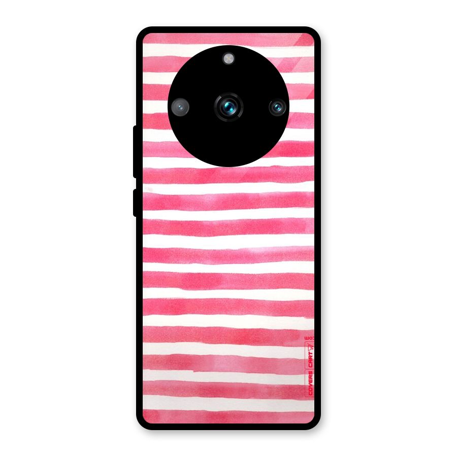 White And Pink Stripes Glass Back Case for Realme Narzo 60 Pro