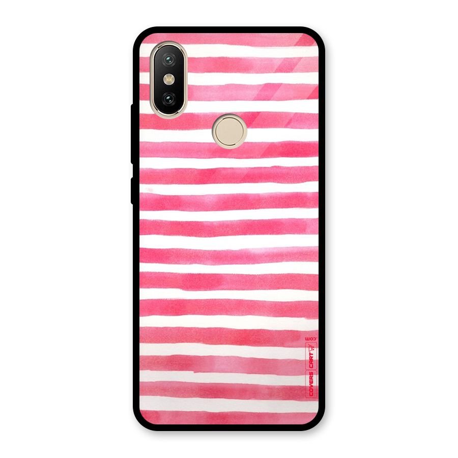 White And Pink Stripes Glass Back Case for Redmi A2