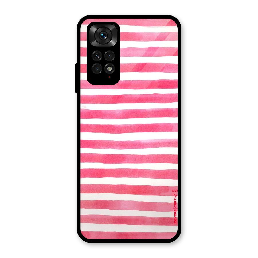 White And Pink Stripes Glass Back Case for Redmi Note 11S