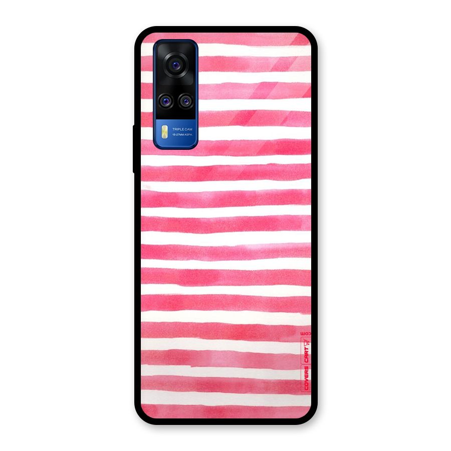 White And Pink Stripes Glass Back Case for Vivo Y31