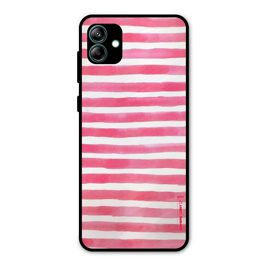 White And Pink Stripes Metal Back Case for Galaxy A04