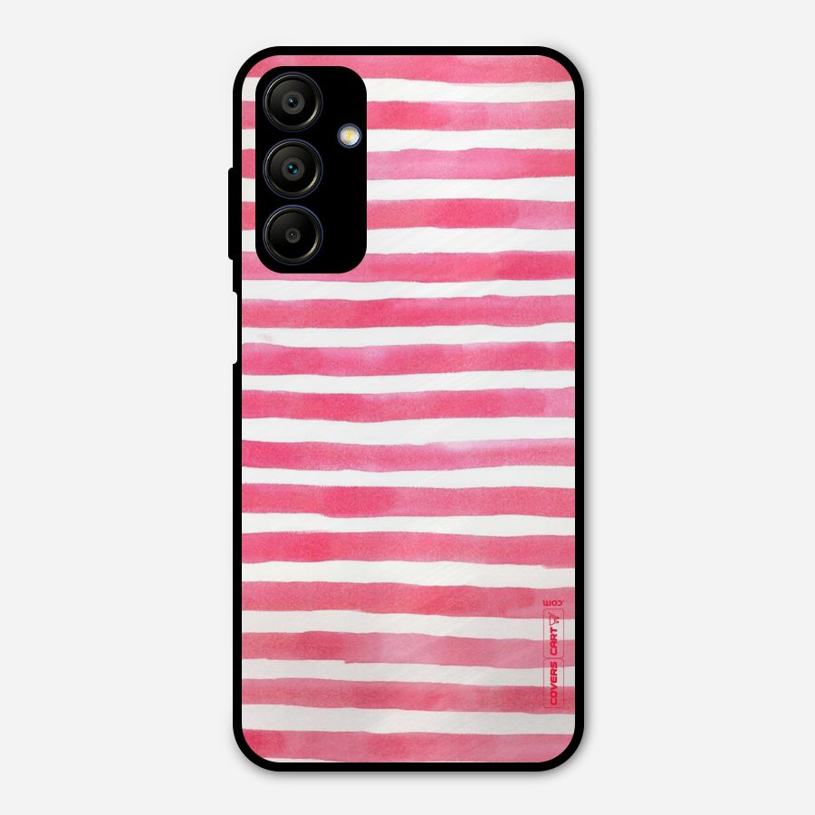 White And Pink Stripes Metal Back Case for Galaxy A15 5G