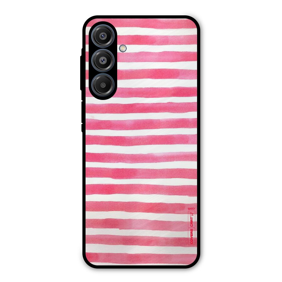 White And Pink Stripes Metal Back Case for Galaxy A16 5G