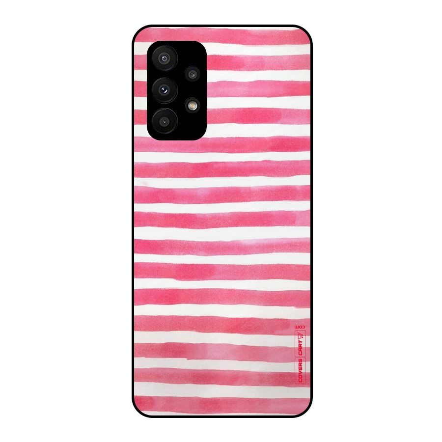 White And Pink Stripes Metal Back Case for Galaxy A23