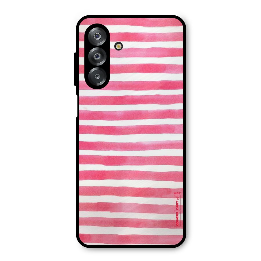White And Pink Stripes Metal Back Case for Galaxy A26