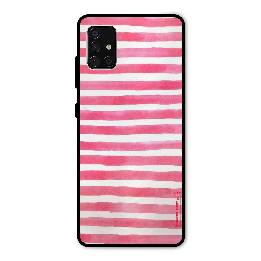 White And Pink Stripes Metal Back Case for Galaxy A51