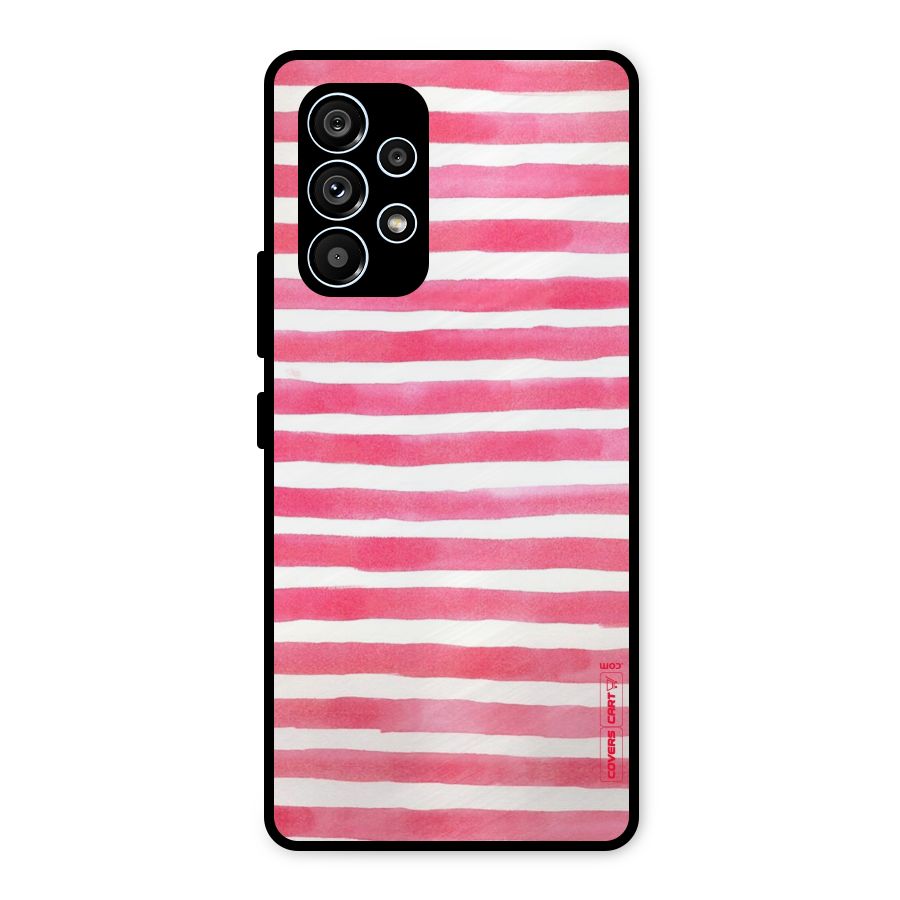 White And Pink Stripes Metal Back Case for Galaxy A53 5G