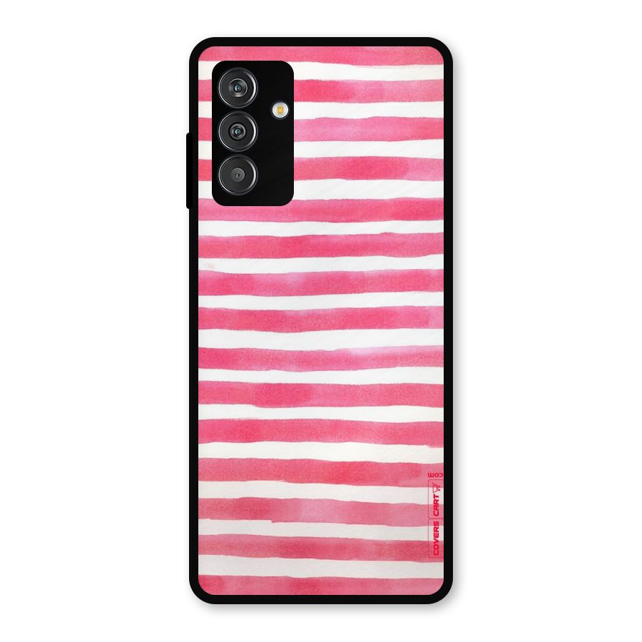 White And Pink Stripes Metal Back Case for Galaxy F13