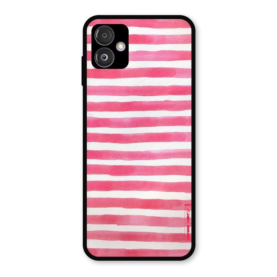 White And Pink Stripes Metal Back Case for Galaxy F14