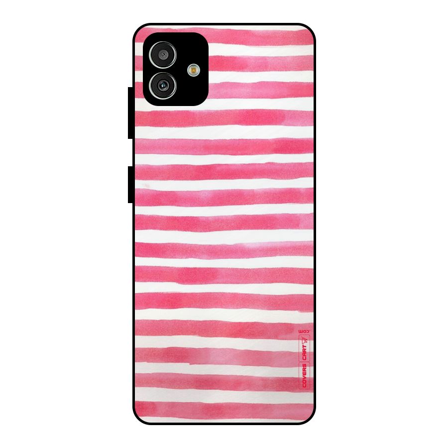 White And Pink Stripes Metal Back Case for Galaxy M13 5G