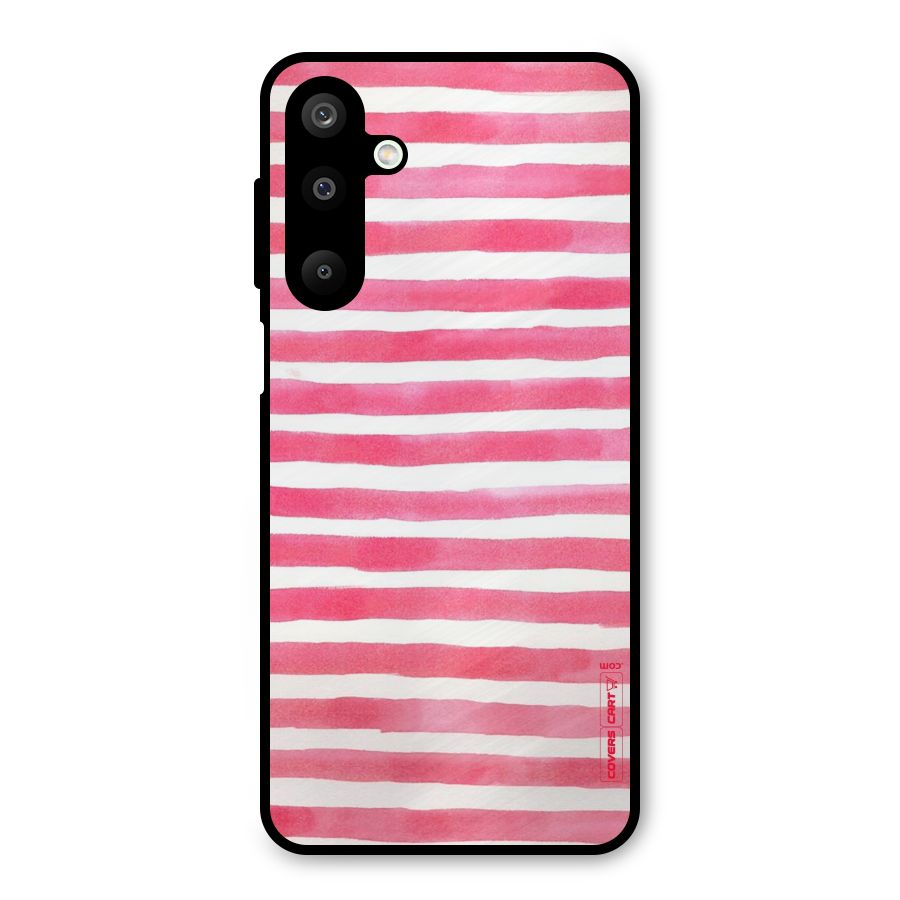 White And Pink Stripes Metal Back Case for Galaxy M16