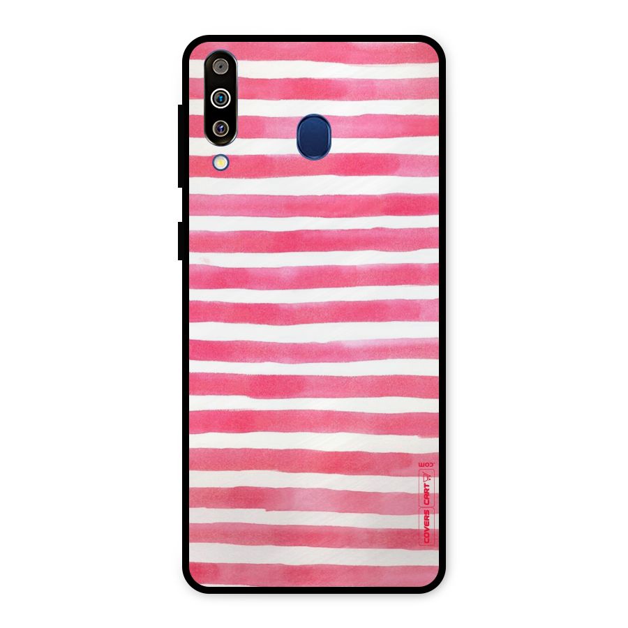 White And Pink Stripes Metal Back Case for Galaxy M30