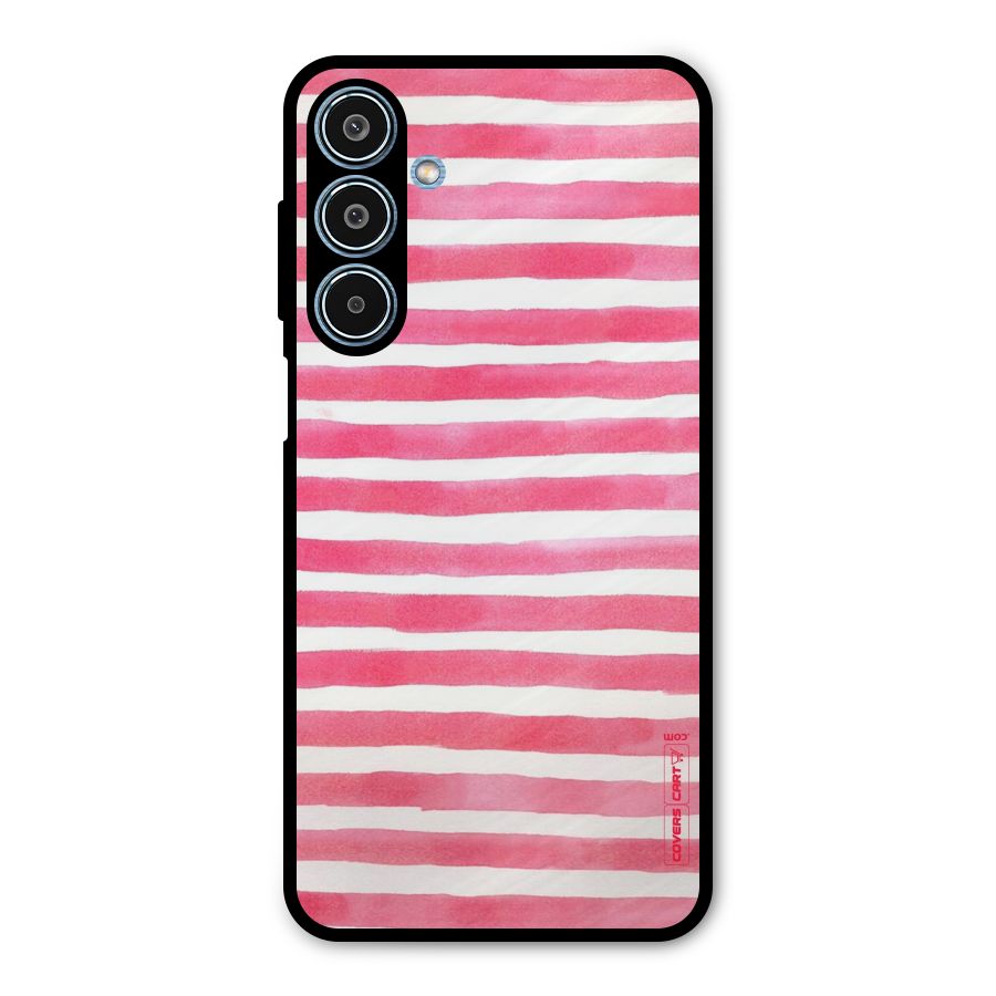White And Pink Stripes Metal Back Case for Galaxy M35