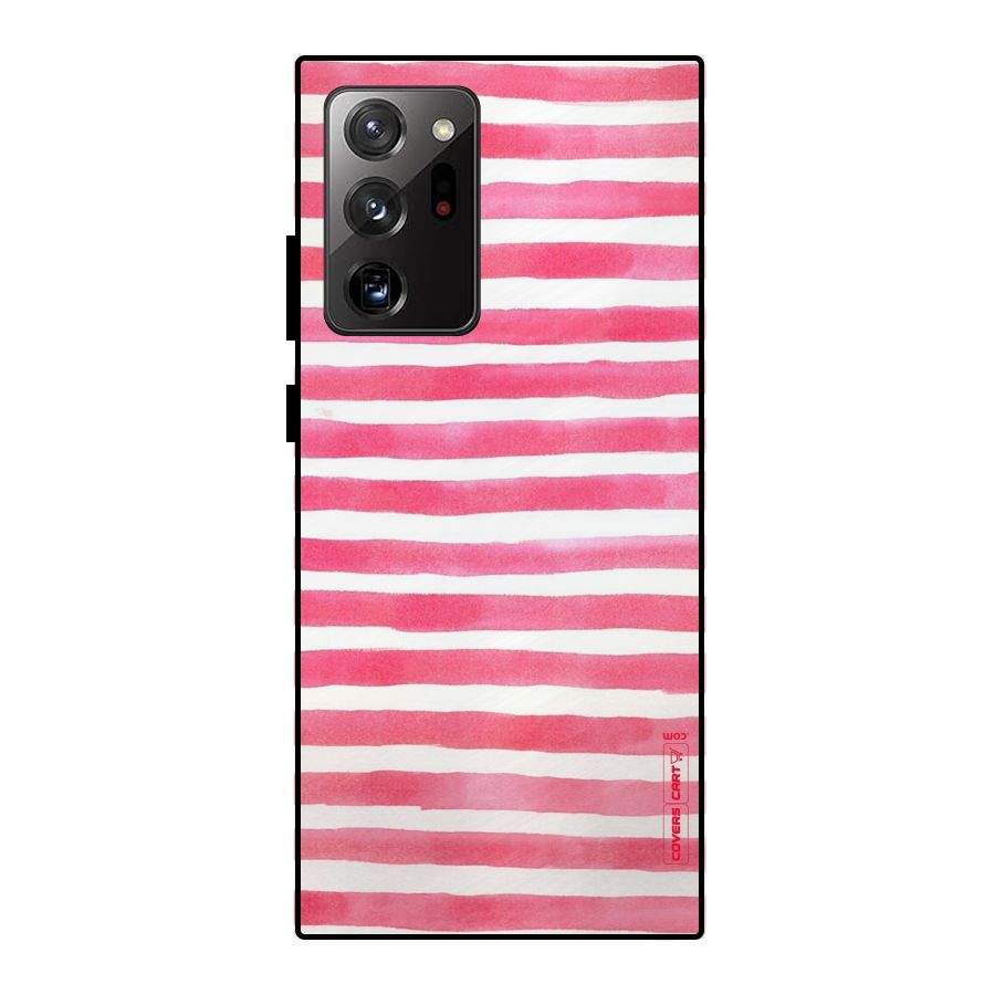 White And Pink Stripes Metal Back Case for Galaxy Note 20 Ultra