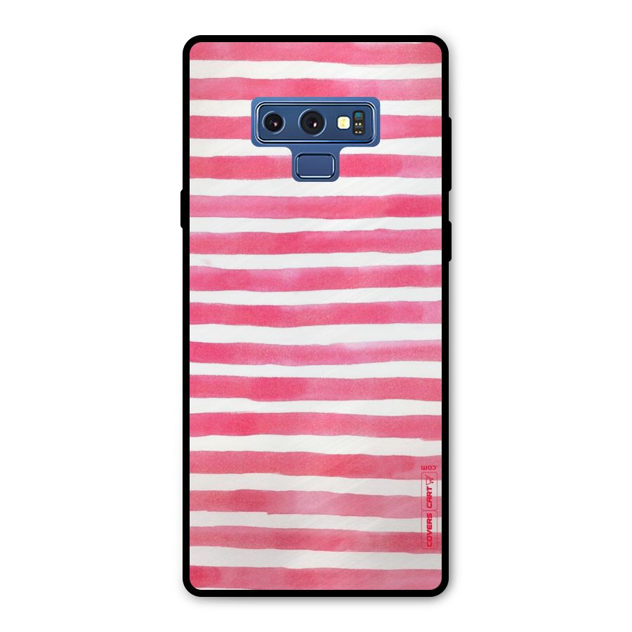 White And Pink Stripes Metal Back Case for Galaxy Note 9