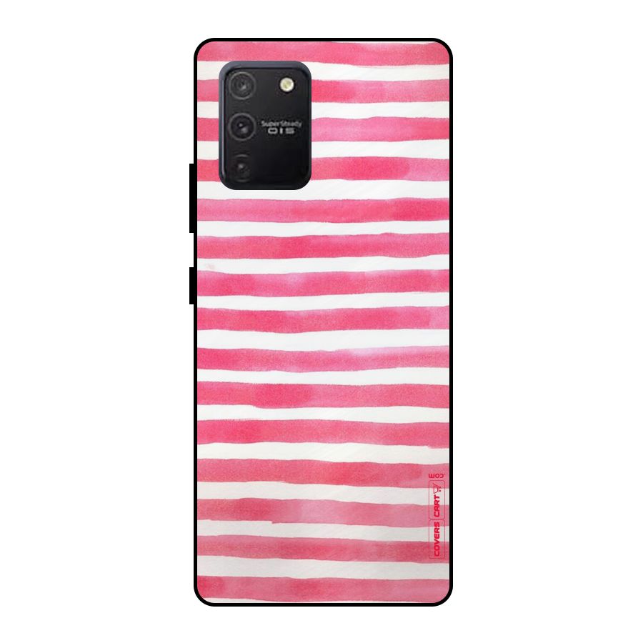 White And Pink Stripes Metal Back Case for Galaxy S10 Lite