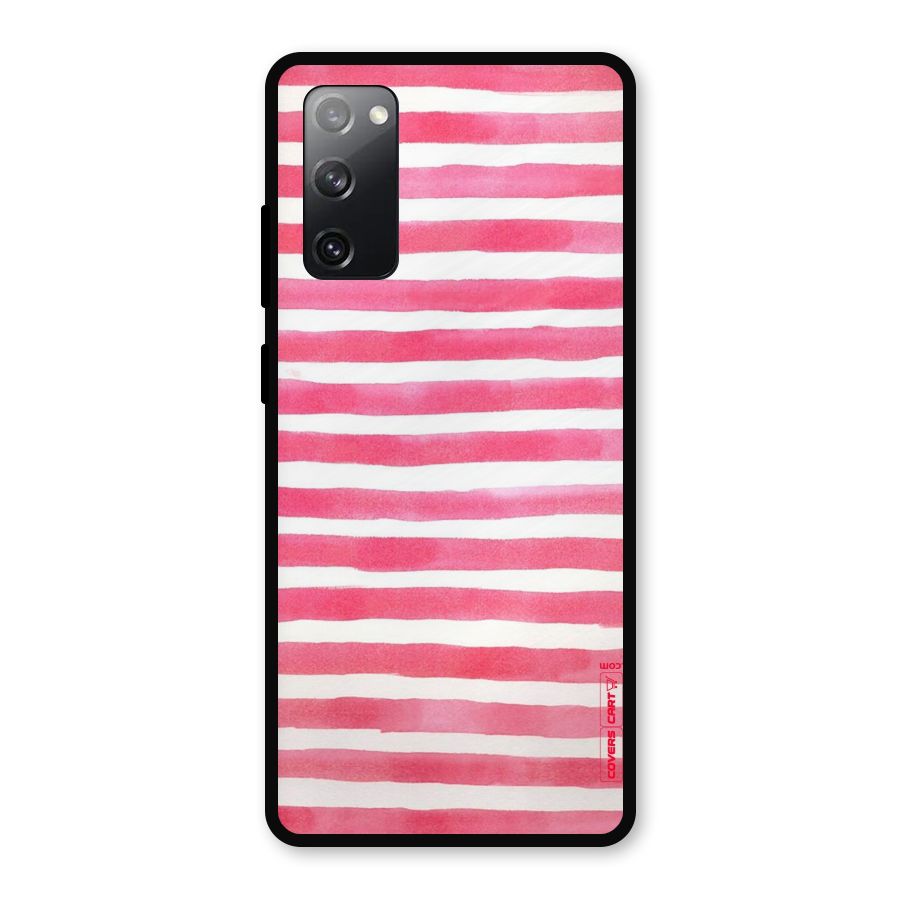 White And Pink Stripes Metal Back Case for Galaxy S20 FE 5G