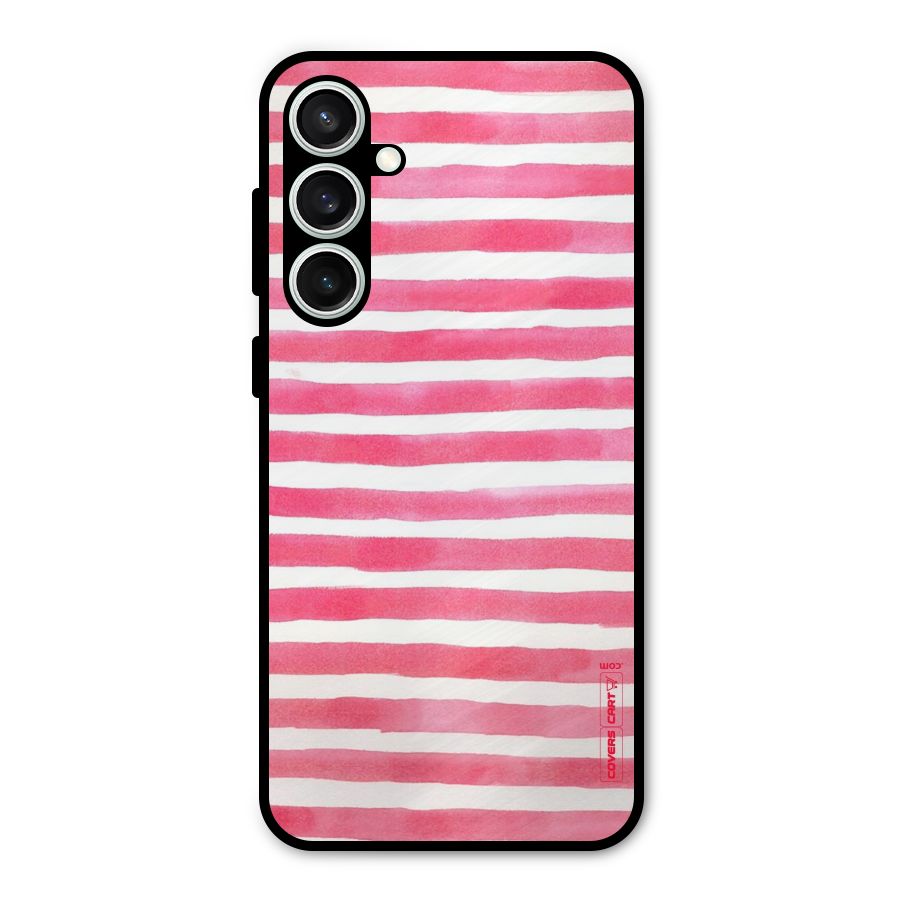 White And Pink Stripes Metal Back Case for Galaxy S23 FE