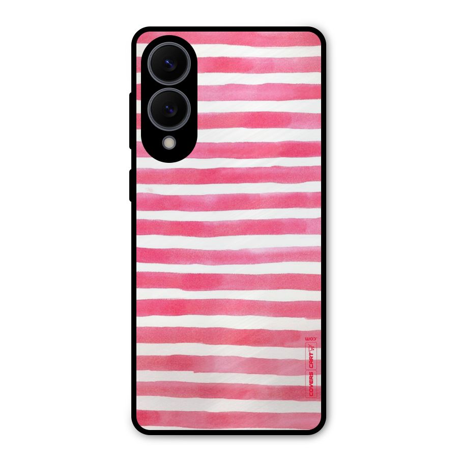 White And Pink Stripes Metal Back Case for Galaxy S25 Edge