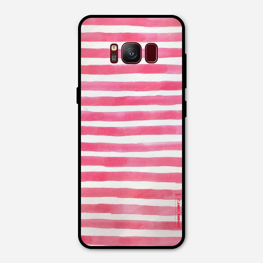 White And Pink Stripes Metal Back Case for Galaxy S8